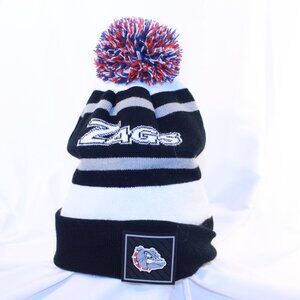 Gonzaga Bulldogs Namebrand ZAGS Adult Black White Stripe Pom Cuffed Knit Hat